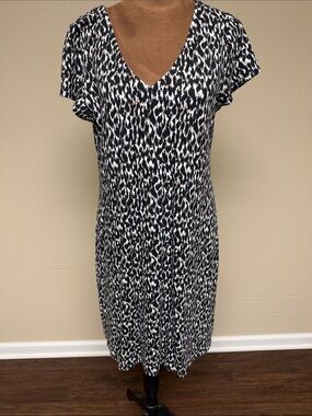 Tommy Bahama chick cheetah v neck black, white and tan dress